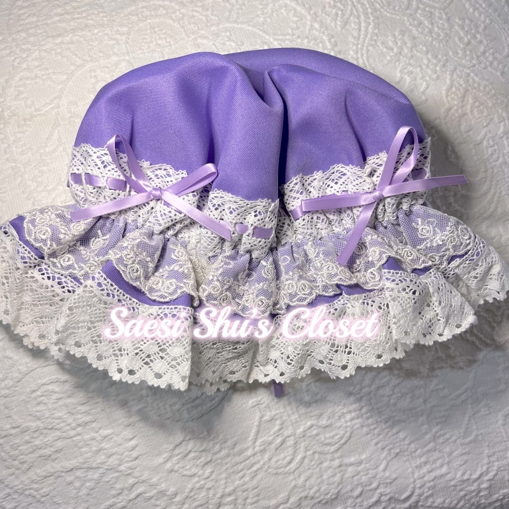 NWT Rococo Classic Lolita Lace Bonnet Nightcap Lavender x White